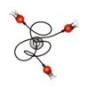 Serien.lighting Poppy Decke, 3fl Schwarz/rubinrot